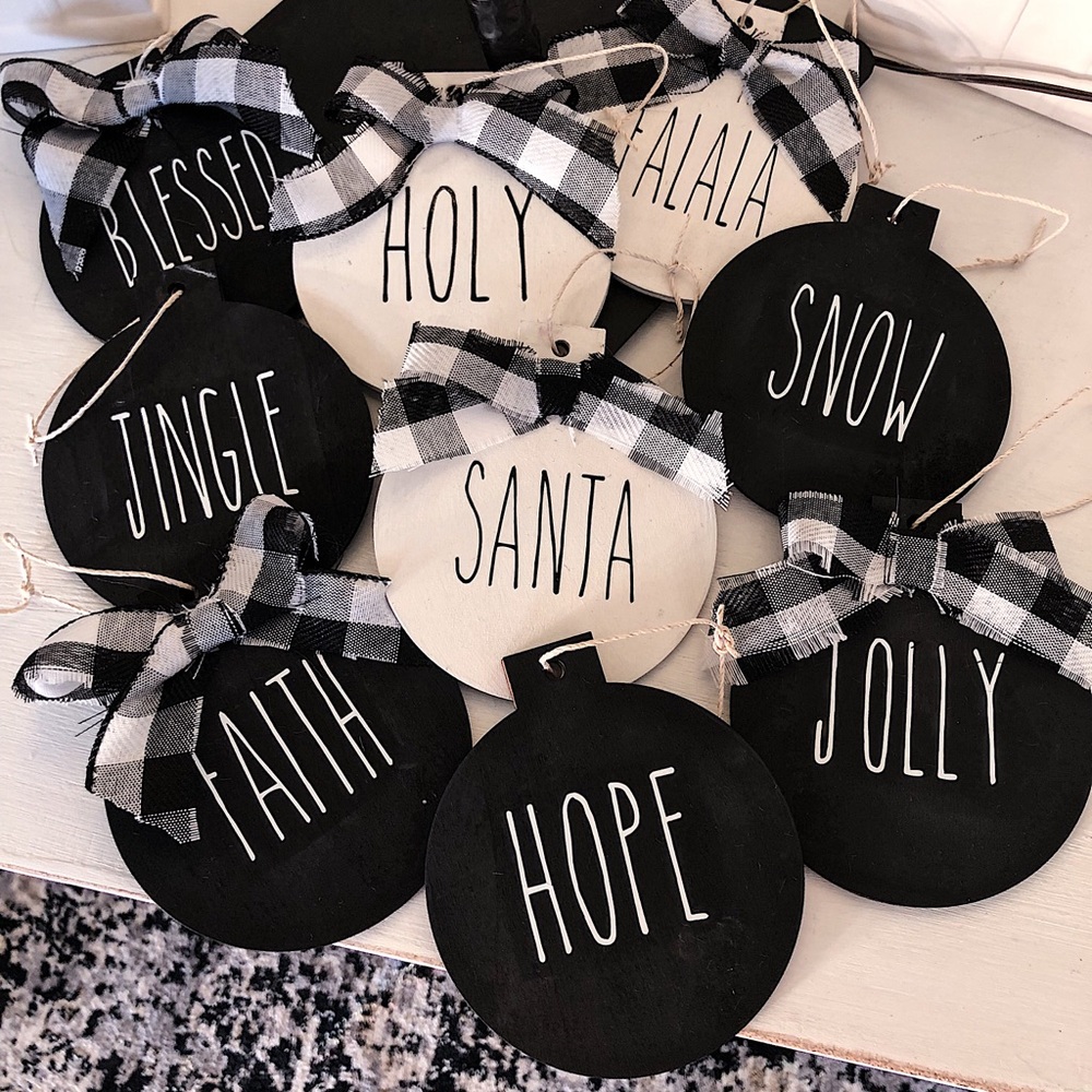 Wooden  disc ornaments.